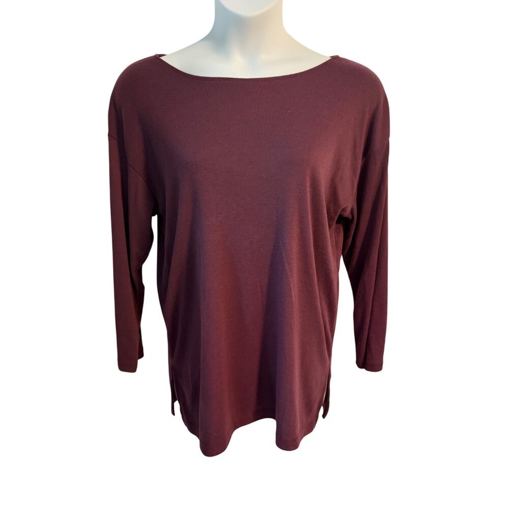 Express Tricot Y2K Oversized Burgundy Top Tunic Lightweight Sweater Size Medium